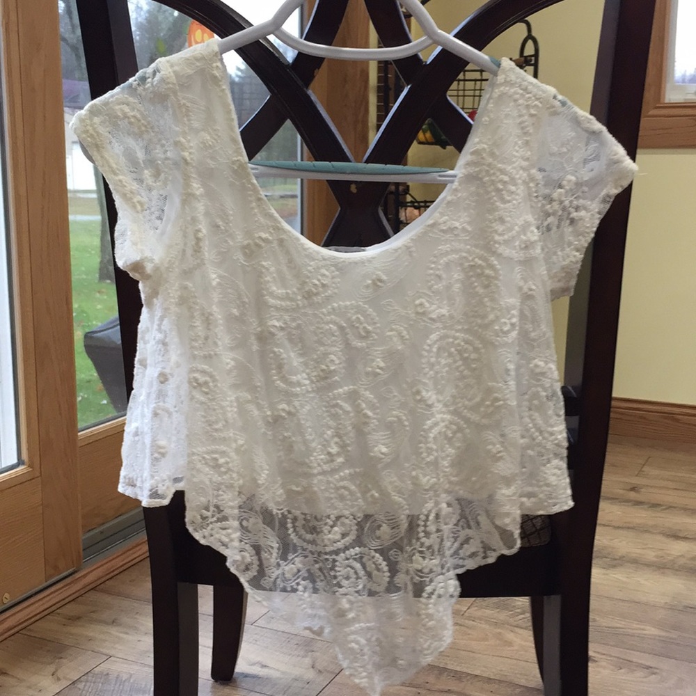 White Lace Crop Top